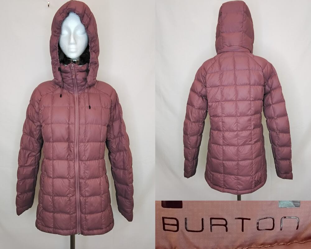 Burton AK Down Parka Puffer Jacket Women's M Quilted Hooded Pink Full Zip #Z5826